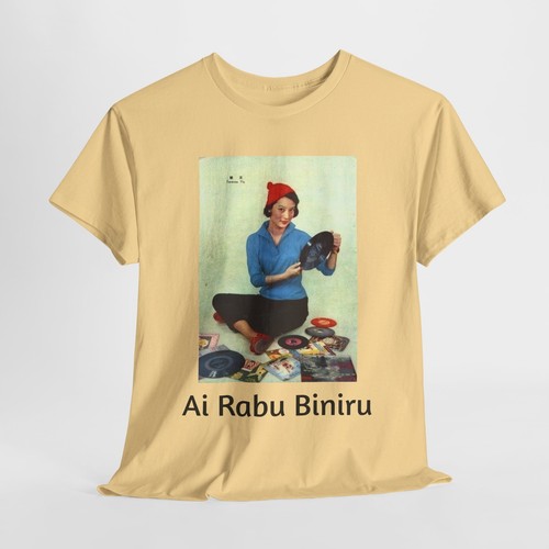 Japanese Young Woman Record Collector Ai Rabu Binīru T-Shirt, Music Lover Gift, - Picture 42 of 109