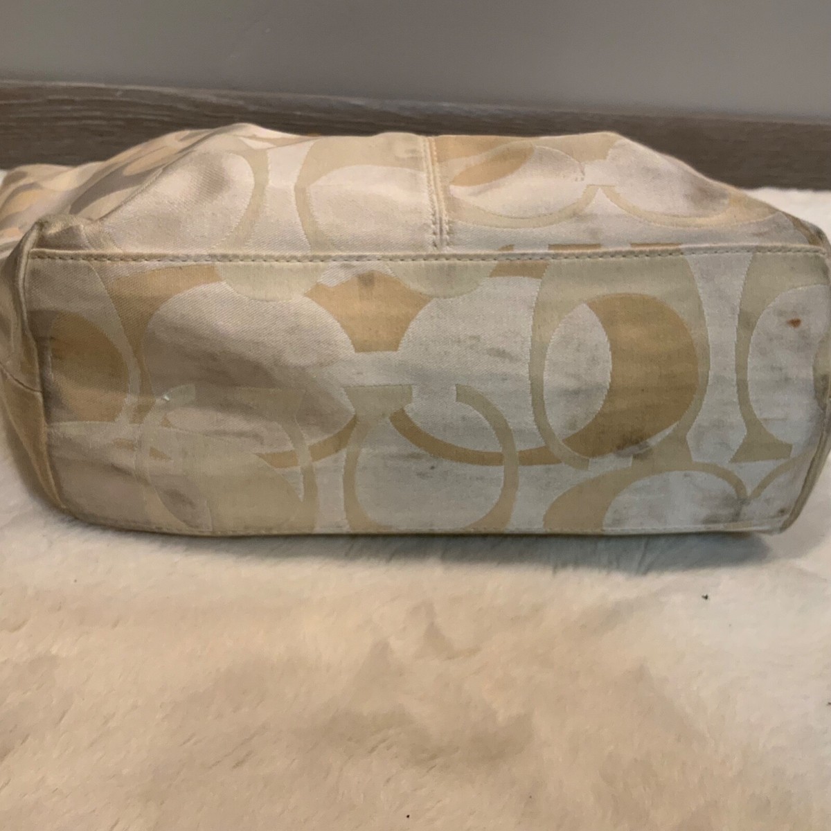 Vintage Coach Signature Satin Tote Bag Logo Large Ivory Creme | eBay