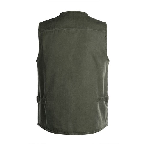 Men Multi Pocket Fishing Vest Hunting Hiking Gilet Cotton Outerwear Waistcoat - Picture 16 of 33