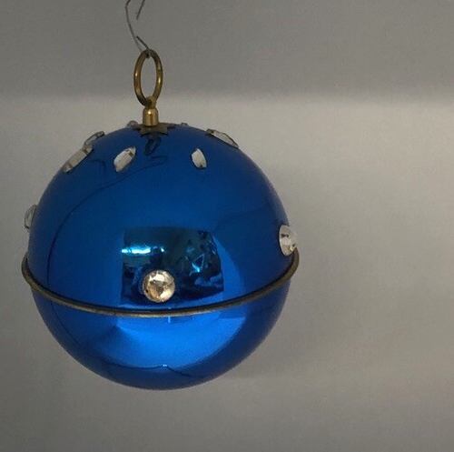 Caja de música bola de Navidad azul hecha en Suiza Reuge adorno nocturno silencioso funciona - Imagen 2 de 2