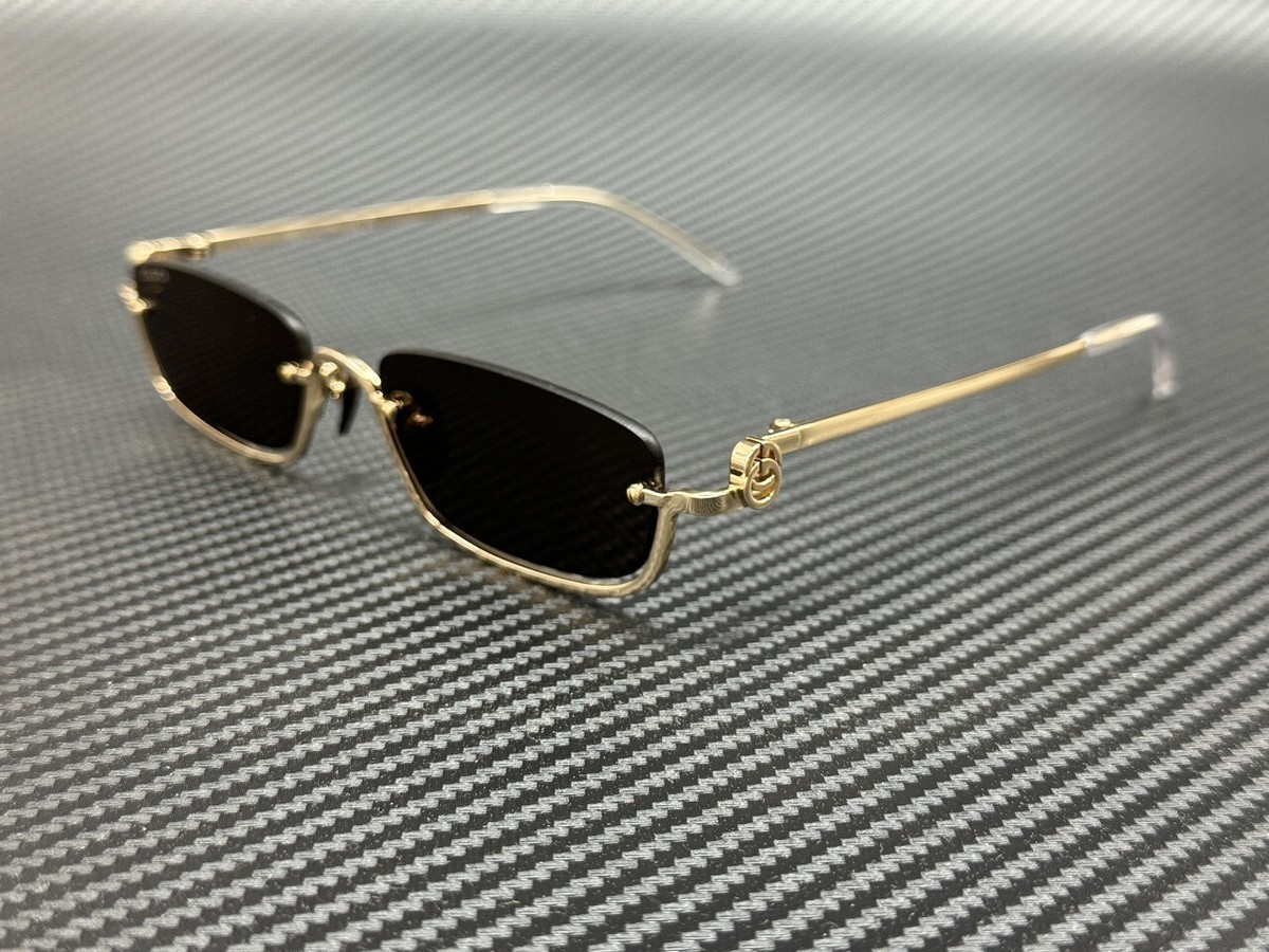 小物 GUCCI sunglasses vintage gold unisex GUCCI 1254 Brown Gold Logo Gg1254S Oversized Mask Flat