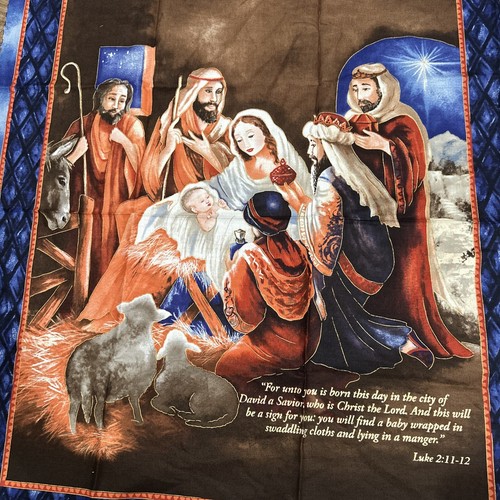 New Quilt Panel Brother Sister Design fabric panel Religious Christmas B42 MISC- - Picture 3 of 4