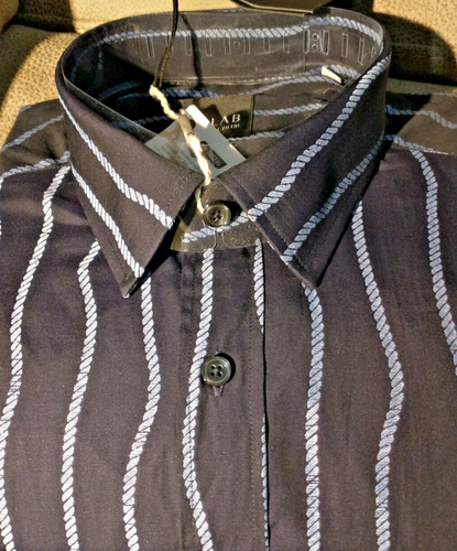 NWT Lab By Pal Zileri Men's 16(41) L (Usa) Long Sleeve Button Down Shirt Wavy Ro - Picture 5 of 13