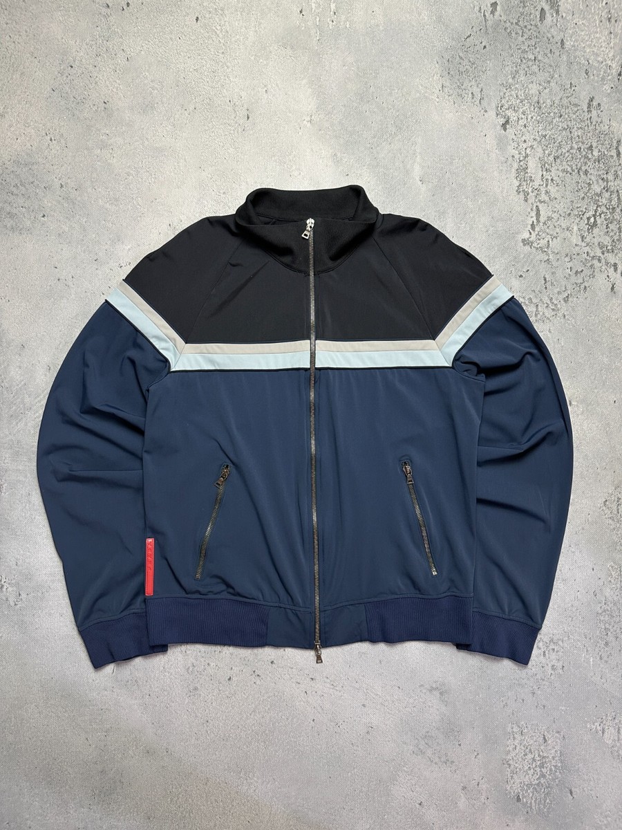 【prada sports】vintage double zip jacket Prada Vintage Olympic Track Zipper Striped Jacket Red Tab | eBay
