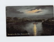 Postcard Moonlight On Ohio River Steubenville Ohio