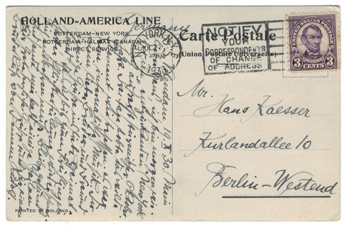 Postal - Vapor T.S.S. Volendam - Holland America Line - 1930 - Imagen 2 de 2