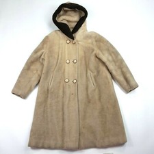 Vintage 60s Hooded Sherpa Coat Women's Medium USA Made Button Jacket Coat