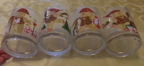 4 Culver Frosted Gold Christmas Bears Packages On the Rocks Tumblers Glasses EUC - Picture 6 of 8
