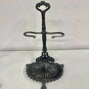 Vtg VICTORIAN STYLE BLACK CAST UMBRELLA FIREPLACE TOOL Towel Soap Bathroom STAND