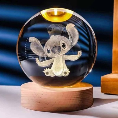 Disney Stitch 3D Crystal Ball Night Light Laser Carving Children's Kids Gift NEU