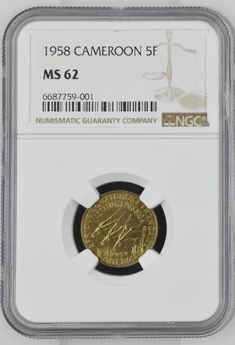 Cameroon 5 Francs 1958 NGC MS 62