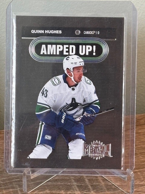 2021-22 Upper Deck Metal Universe Amped Up! Quinn Hughes #AU-22 Vancouver Canuck