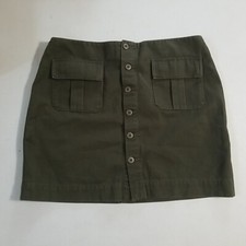 Gap Front Button Up Corduroy Mini Skirt Size 6 Green With Pockets