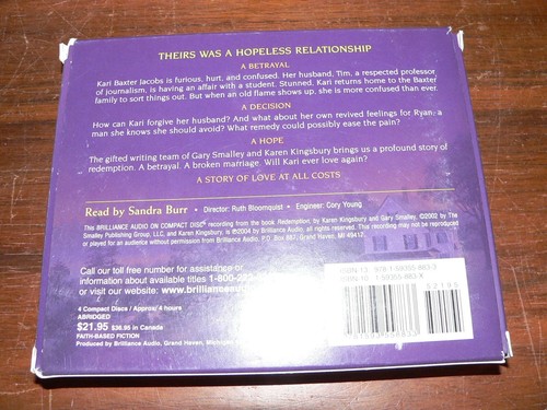 2002 Redemption by Karen Kingsbury & Gary Smalley 4 CD Abridged Audiobook - Picture 2 of 2