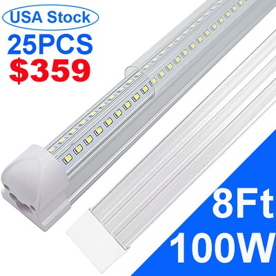 25 Pack 8Ft Led Tube Light 8Ft Led Shop Lights Fixture T8 100W 12000Lm 6500K