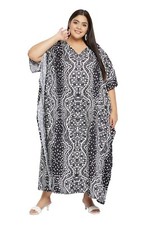 Women's Kaftan Plus Size Kaftan Polyester Dress Kimono Boho V-Neck Summer Gown