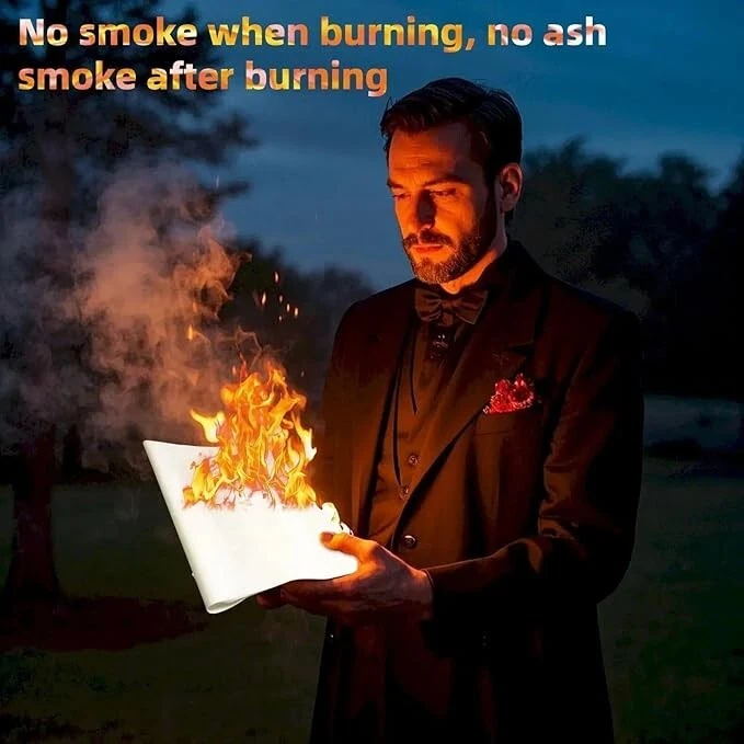 Flash Paper Magic Fire Sheets – (10cm*10cm 15pcs) Fast Burning, No Smoke No Ash - Image 4 of 4