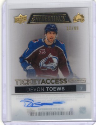 2021-22 Credentials #TA-DT Devon Toews Ticket Access Auto 11/99