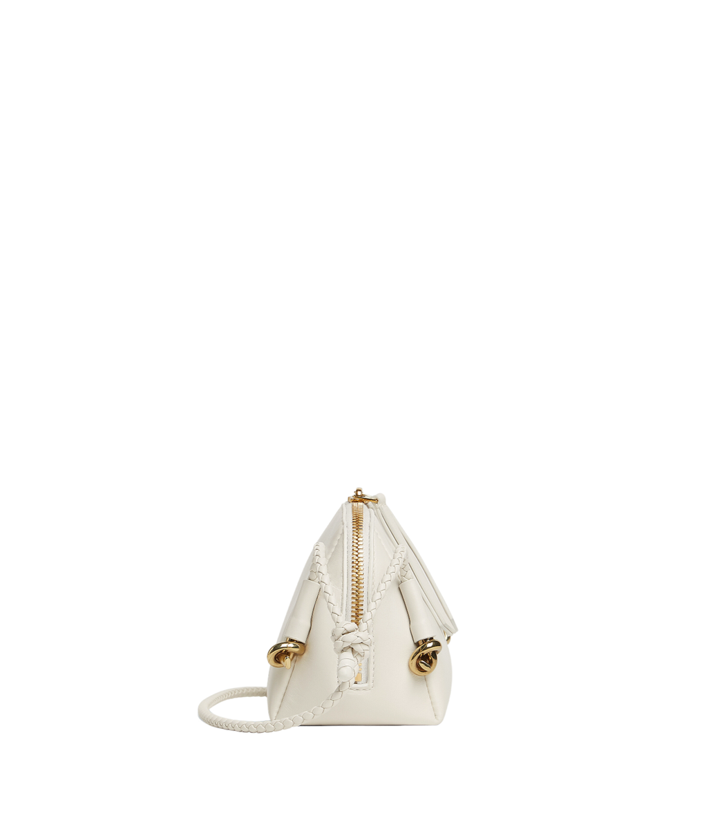 BOTTEGA VENETA Concert $2000 Chalk Smooth Leather Pouch New