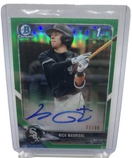 2018 Bowman Draft Nick Madrigal Auto Green Refractor /99 Chicago White Sox 1st