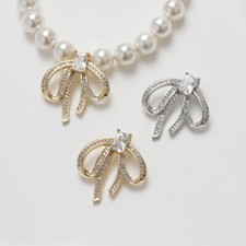 2pcs CZ Pave Bowknot Charm,Cubic Zirconia Bow Tie Pendant,Zircon Bow Charm