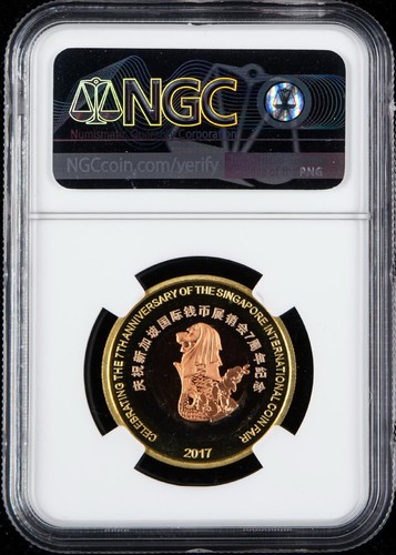 2017 China 30mm TRIMET Singapore Inte'l Coin Fair Panda medal,NGC PF64UC - Picture 2 of 2