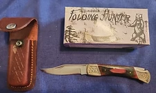 Folding Hunter Knife & Leather Sheath