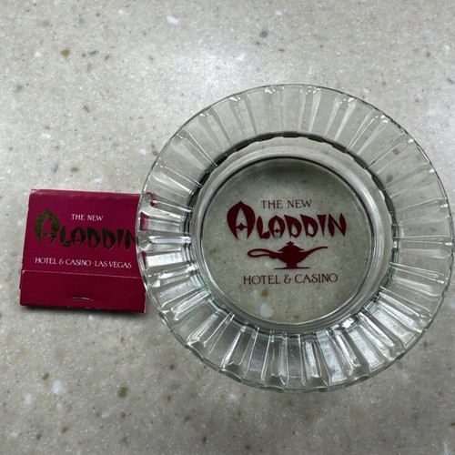 Vintage New Aladdin Hotel & Casino Las Vegas Glass Ashtray and Matchbook 1508