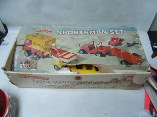 Buddy L Jr Sportsman Set in box Camper Boats Trailer Sand Piper Jeep Vintage - Picture 1 of 11