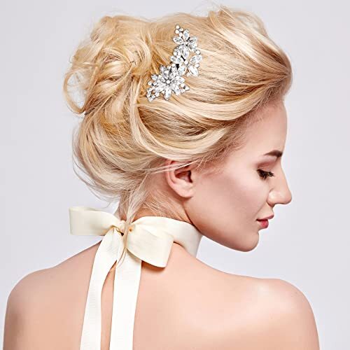 4Pcs Crystal Flower Bridal Hair Clips, Silver Bride Wedding Hair Accessories - Picture 2 of 6