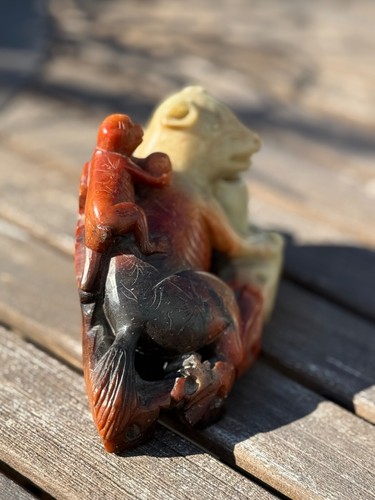 Vintage Antique Chinese soapstone sculpture monkey 6” wide - Picture 2 of 6