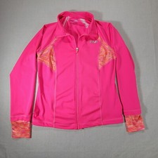 Fila Sports Running Women's Pink/Orange Medium Full Zip Jacket Coat Thumbholes