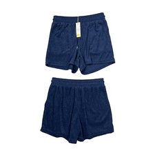 C C California Navy Blue Drawstring Pockets Terry Cloth Shorts Womens XS