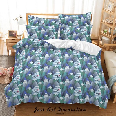 3D Mountain Cartoon Pattern Quilt Cover Set Bedding Sets Pillowcases Queen