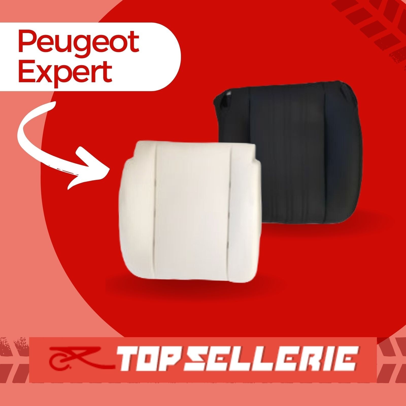 Mousse d'assise Peugeot Expert avec sa housse pour retrouver le confort sur la route des chantiers