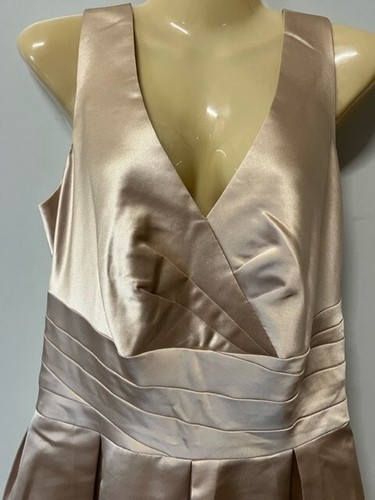 Gold Satin Iconic/Classic/Elegance 1950s Inspired Calvin Klein Dress Size 12 - Picture 3 of 10