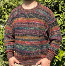 Rare Missoni Sport Striped Rainbow Knit Wave Pullover Sweater Size M 48