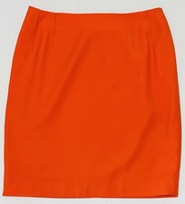 MINT Vintage 80s Claude Montana Orange Wool Crepe 19" Lined Pencil Skirt 44/10