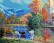 Needlepoint Painted Canvas Gobelin 11565 - River 20"x24" Collection D'Art