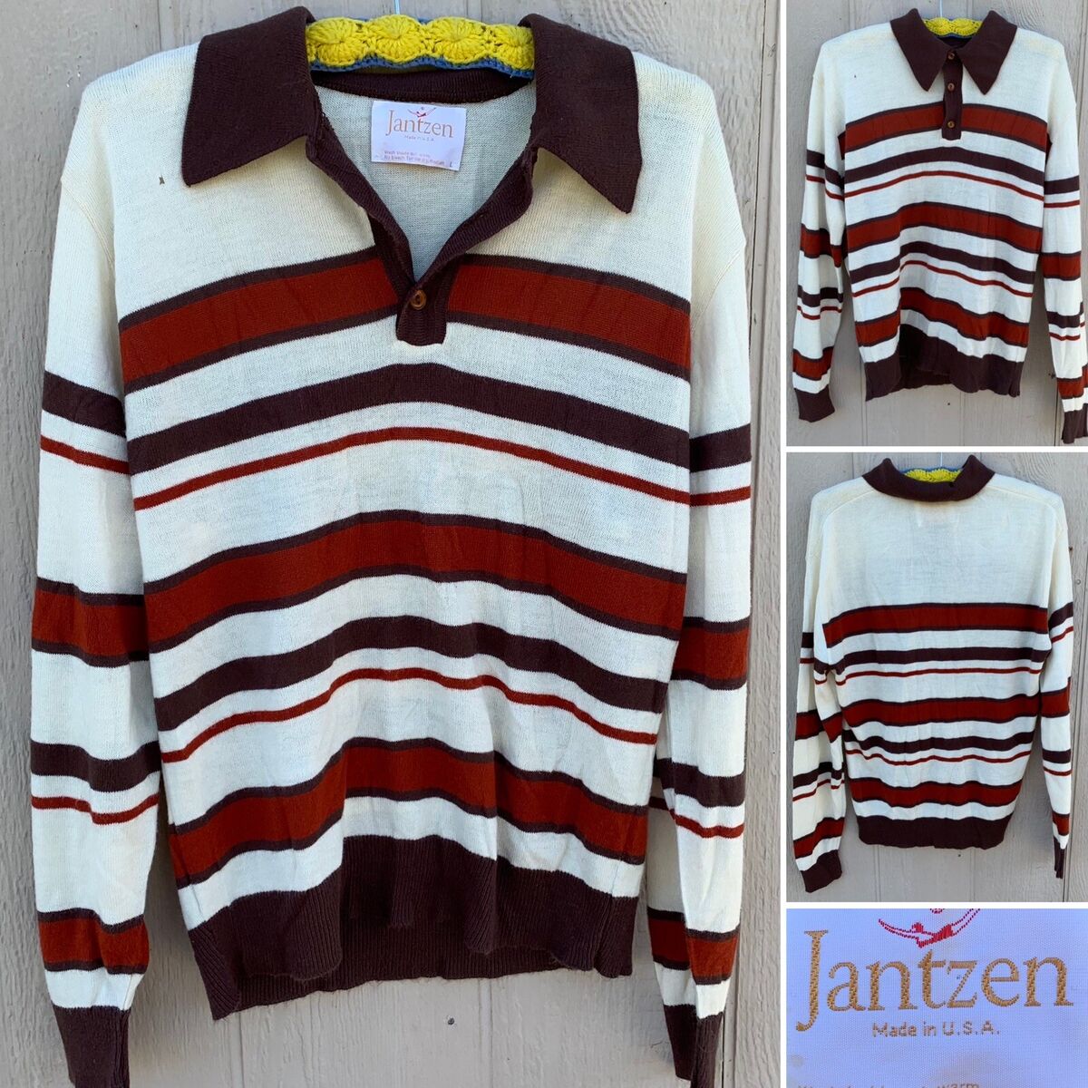 Vintage Jantzen Striped Sweater Shirt Long Sleeve Pullover Vintage Jantzen Striped Sweater Shirt Long Sleeve Pullover