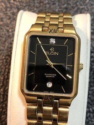 elgin diamond quartz watch japan movt