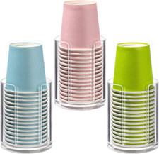 3 Pack Bathroom Cup Dispenser 3 Oz Countertop Storage Mouthwash Cups Holder, Pla
