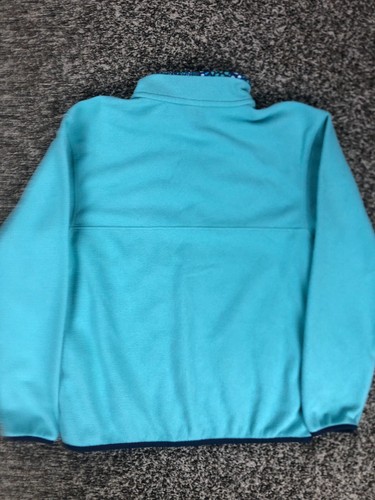 Patagonia Synchilla T-Snap Blue Fleece Floral Sweater Girls XL 14 - Picture 6 of 8