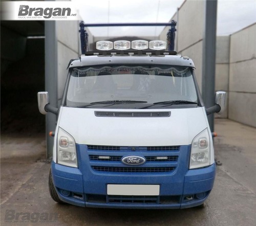 Roof Bar A + White LEDs For Iveco Daily Flat 2006 - 2014 Van Front Steel BLACK - Picture 9 of 9