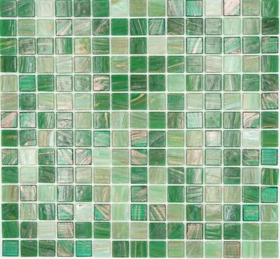 Mosaïque en Verre Vert Cuivre Pour Douche Cuisine Dosseret Mural | 1 Matte - Photo 1/4