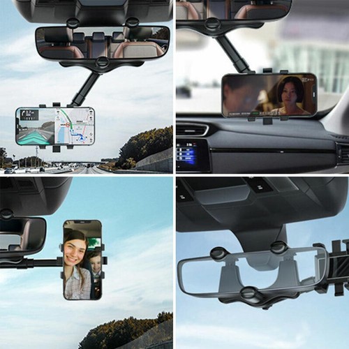 Supporto telefono auto girevole e retrattile 360° supporto specchietto retrovisore auto - Foto 9 di 14