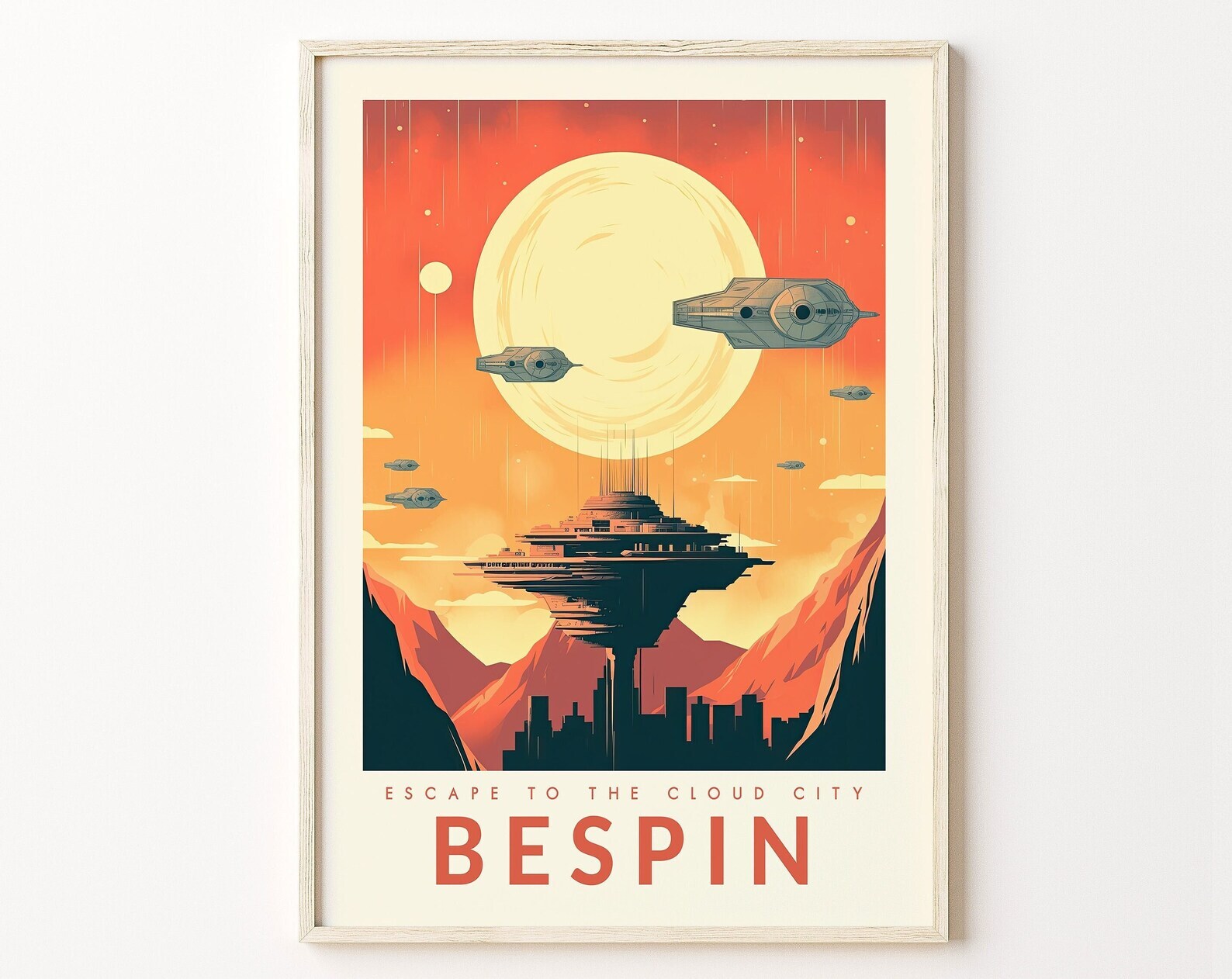 Star Wars Bespin Travel Poster Retro Travel Print Tatooine Hoth Endor A New