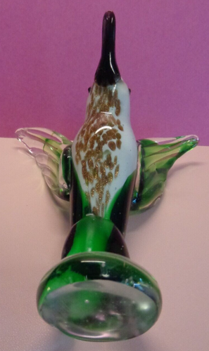 Colibrì volante verde/oro fatto a mano💗Statuina in vetro artistico stile Murano - Foto 8 di 9