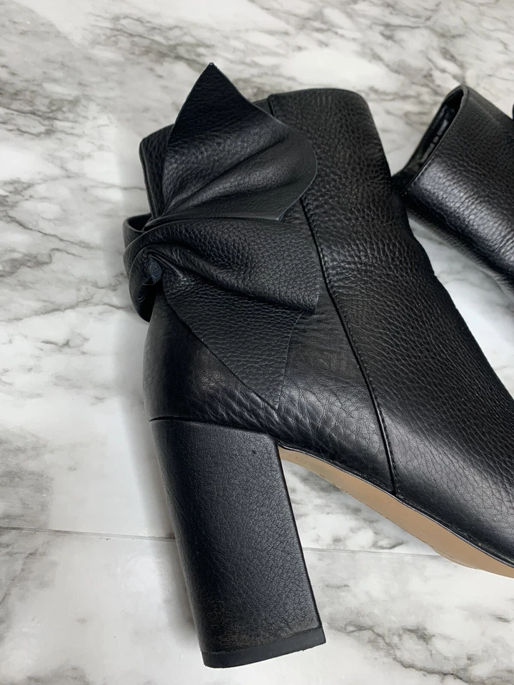 Botas de Cuero AVEC LES FILLES Remi Negras Botines Detalle de Lazo Tacón Bloque Talla 8 Foto 2 de 4