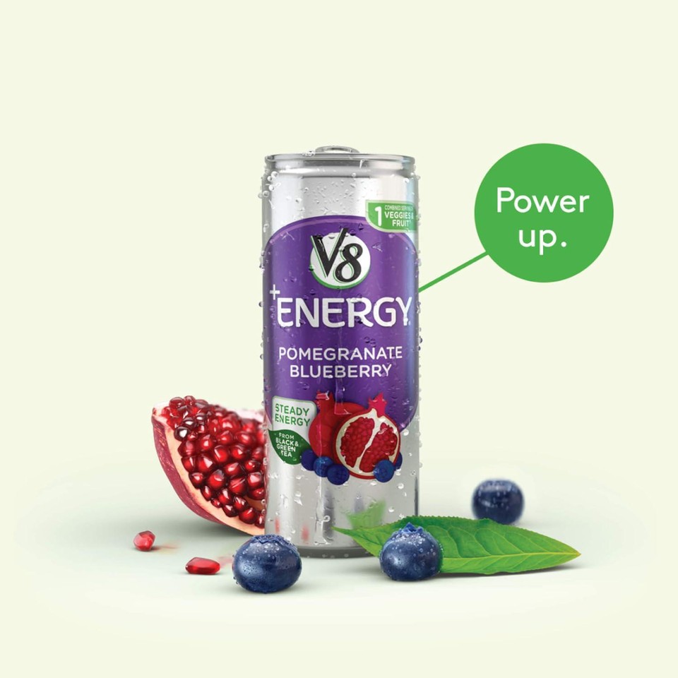 V8 +Energy Healthy Energy Drink, Natural Energy From Tea, Pomegranate